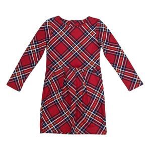 New H&M Red Tartan Plaid Long Sleeve Holiday Christmas Picture Dress Girls 4 5 6